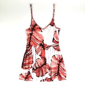 Beach Time Tropical Print Flare Tank Dress